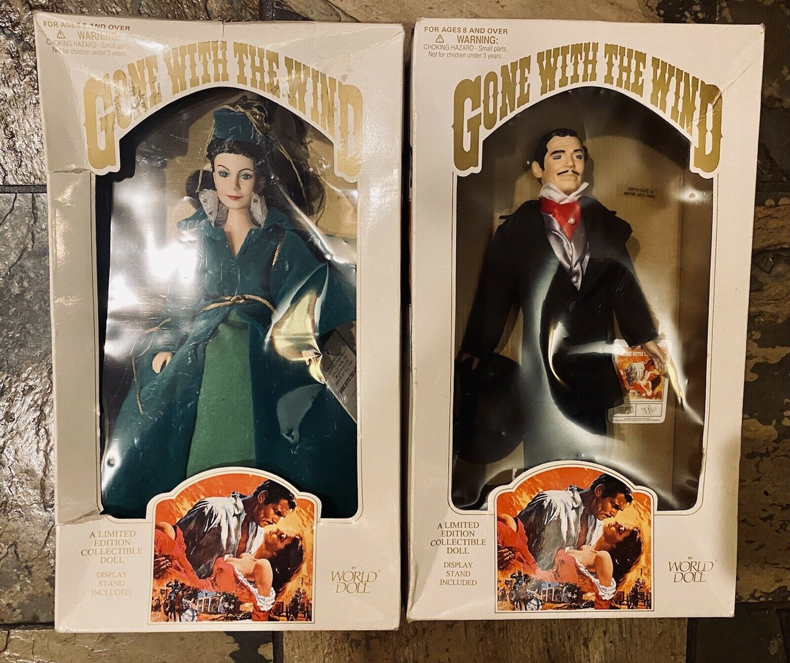 Two Gone With The Wind World Dolls Scarlet And Rhett Nib Unopened Vintage Mint